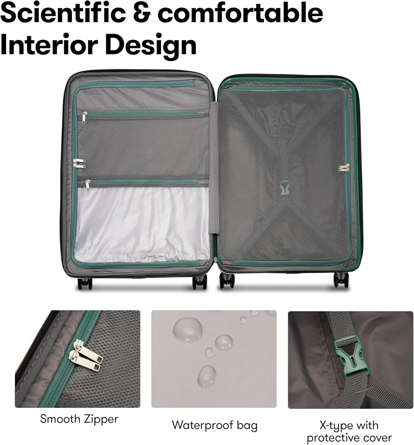 2 Piece PP Hardside Luggage Sets Large Expandable Suitcase with Spinner Wheels Tsa Lock, 20in 29in, Green