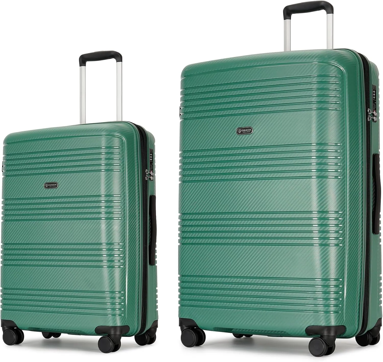 2 Piece PP Hardside Luggage Sets Large Expandable Suitcase with Spinner Wheels Tsa Lock, 20in 29in, Green