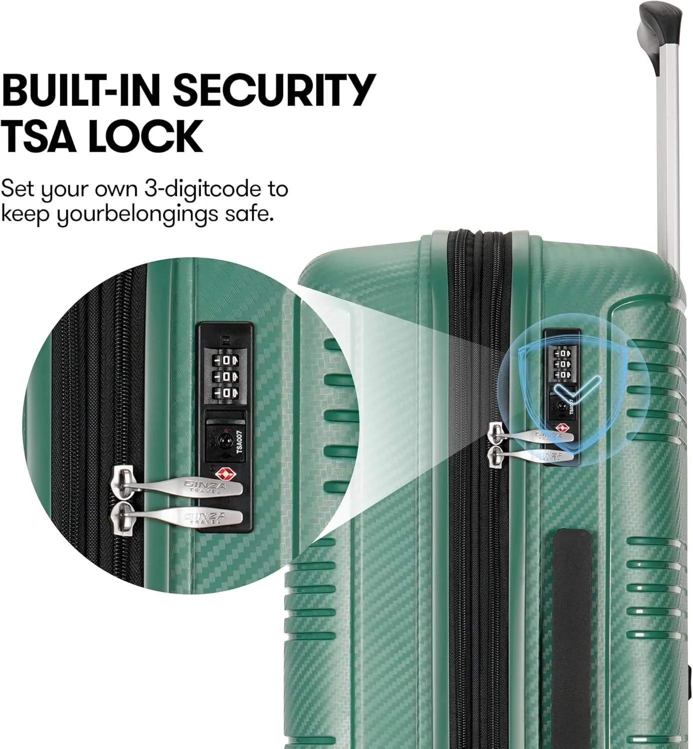 2 Piece PP Hardside Luggage Sets Large Expandable Suitcase with Spinner Wheels Tsa Lock, 20in 29in, Green