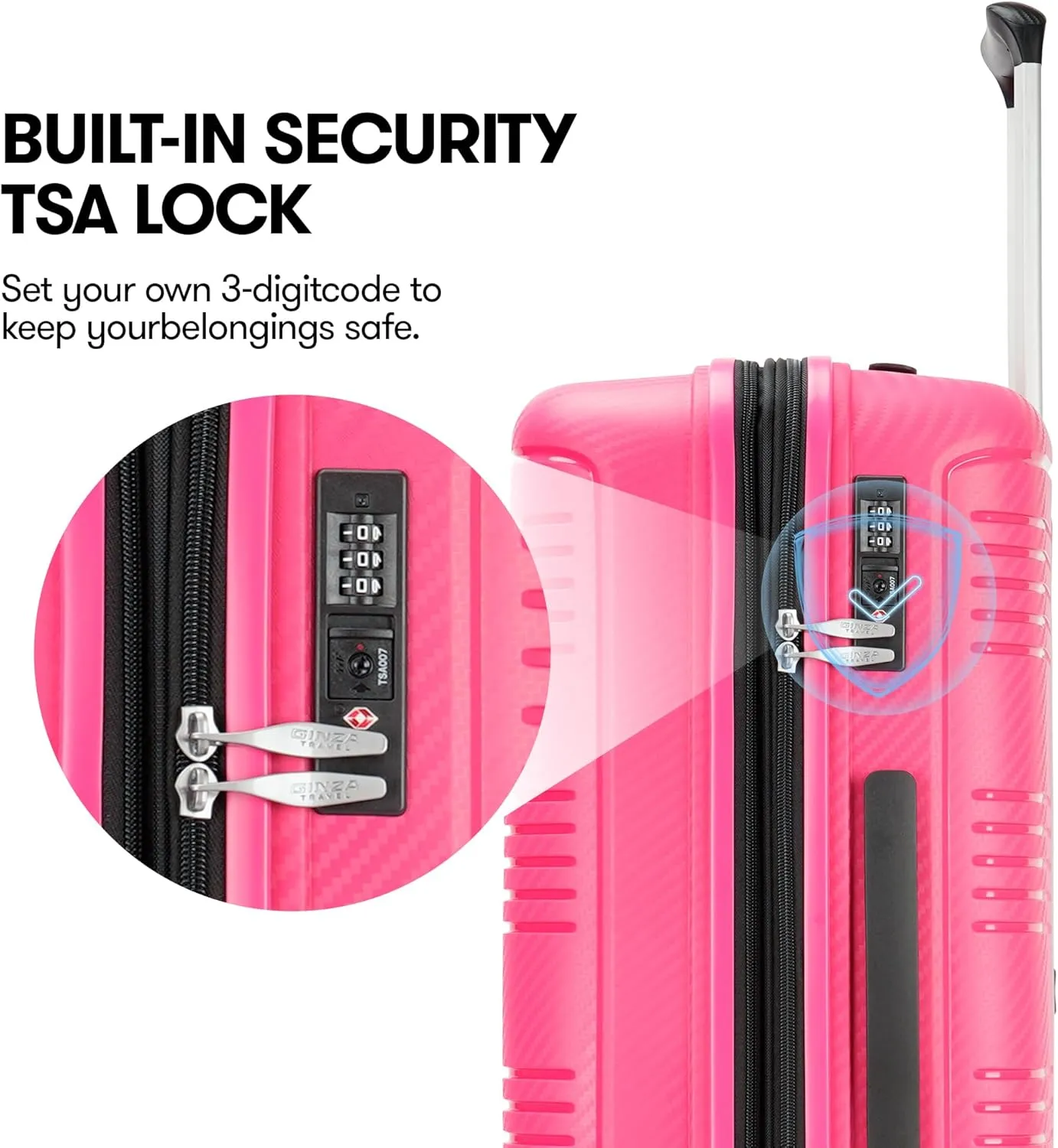20 inch Carry On Luggage 22x14x9 Airline Approved PP Expandable Hard Shell Suitcase with Spinner Wheels Tsa Lock, Dark Pink