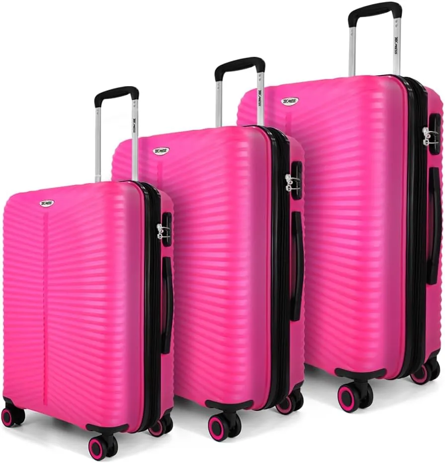3Pcs Pink Luggage Sets,Lightweight Durable Suitcase Sets w/TSA Lock & Double Spinner Wheels(20in/24in/28in)
