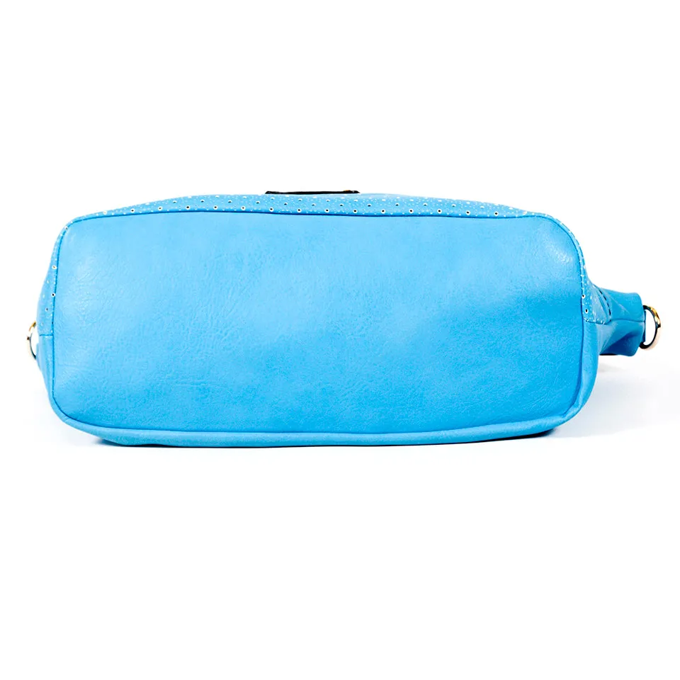 Blue Handbag with Laser-cut & Woven Detail  - OH-5020 BLUE