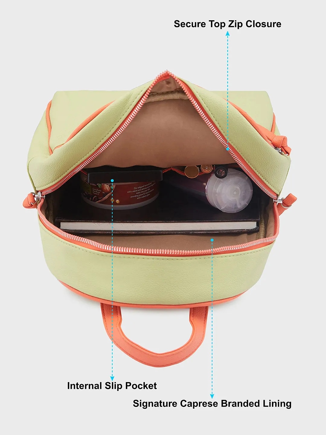 Caprese Mia Fashion Backpack Medium Pistachio