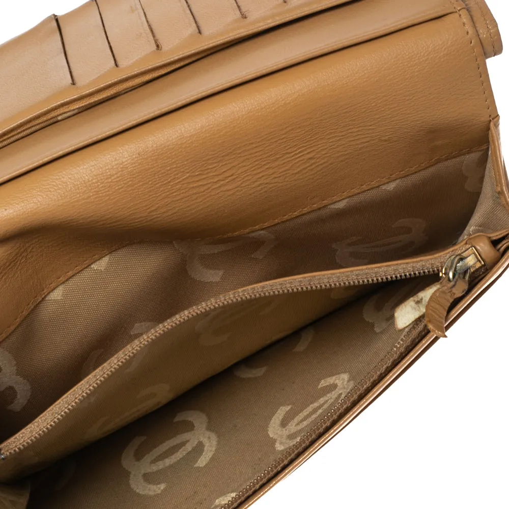 Chanel Beige Caviar Leather CC Cambon Wallet