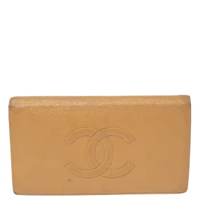 Chanel Beige Caviar Leather CC Cambon Wallet