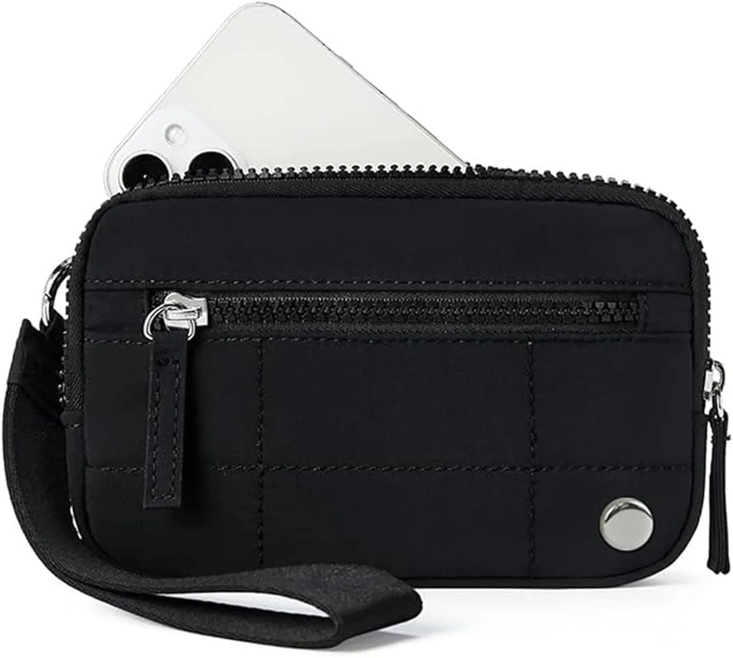 Convely Essential Wristlet, Wristlet Wallets for Women with 3 Zipper Purse, Nylon Quilted Wallet, Small Wristlet Pouch