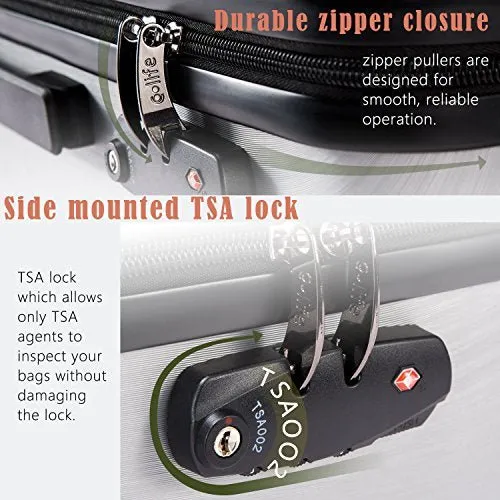 Coolife Luggage PC ABS 3 Piece Set with TSA Lock - New Silver