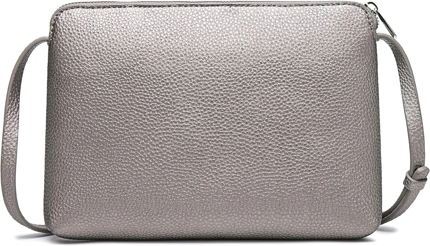 David Jones - Women's Shoulder Bag - Small Flat Handbag PU Leather - Bag Classic Elegant Bag Travel Shopping Mobile Phone Case Work Clutch Party, Silver / black, Unit size, Elegant