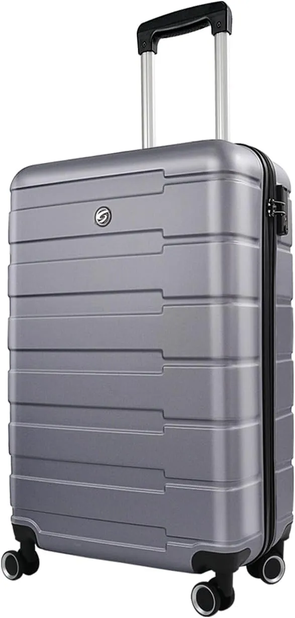Hardshell Luggage Sets with TSA Lock, Suitcase Set with Spinner Wheels, Rolling Suitcase with Logo, Carry-On Luggage, Lightweight Durable Design, Great Choice for Travel(24IN Gray)
