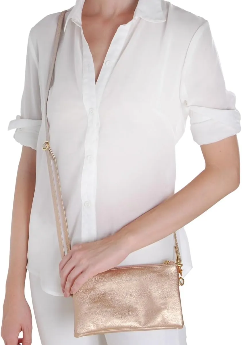 Humble Chic Vegan Leather Wristlet Purse for Women - Small Clutch Purse with Shoulder and Wrist Straps