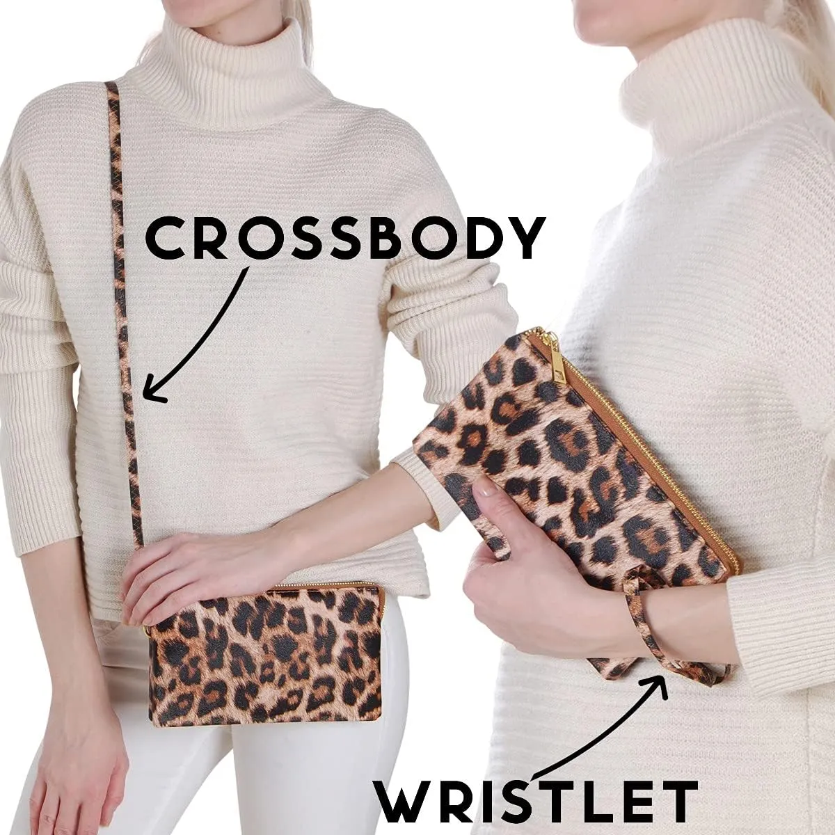 Humble Chic Vegan Leather Wristlet Purse for Women - Small Clutch Purse with Shoulder and Wrist Straps