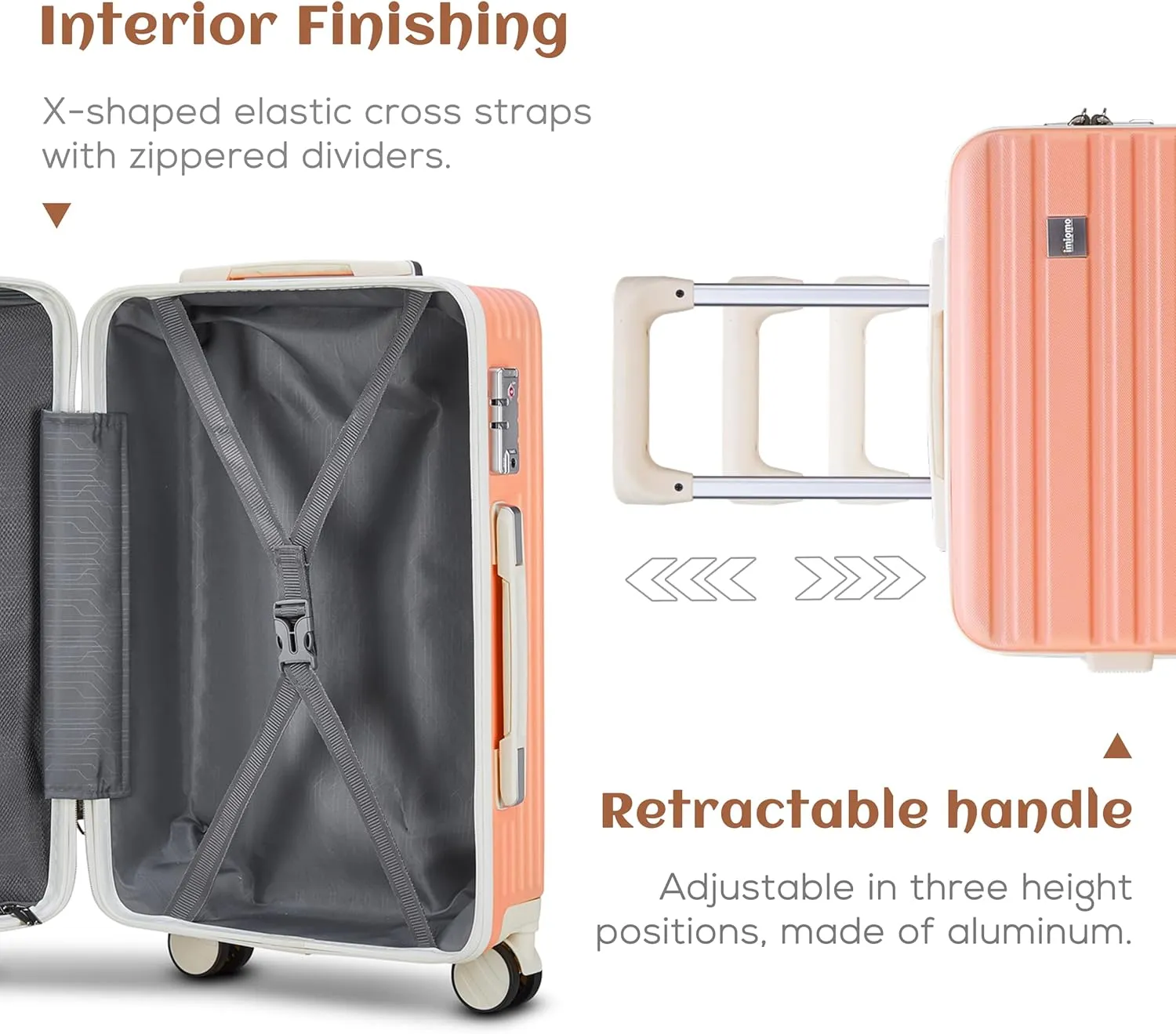 imiomo Carry on Luggage Sets,20 Inch Expandable Carry-on Suitcase with Spinner Wheels,Hard Shell Lightweight Rolling Travel Luggage with TSA Lock