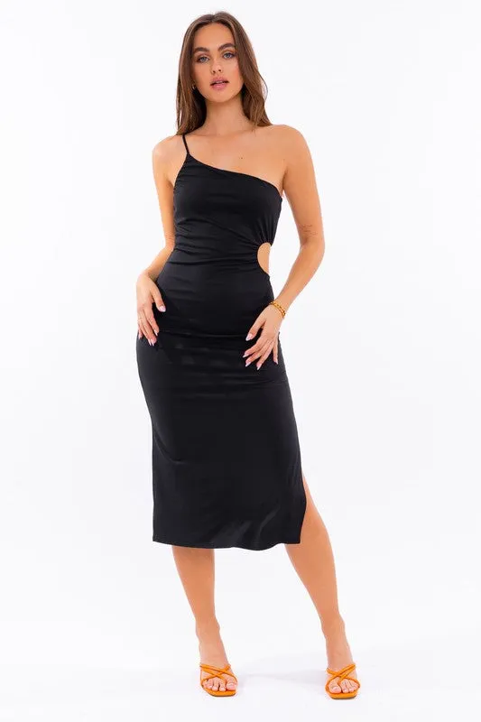 IN THE STARS One Shoulder Midi Dress