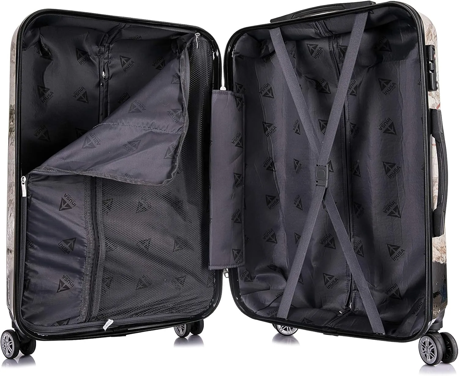 InUSA Paris Print Luggage with Spinner Wheels | Durable Lightweight Hardside Suitcase | Travel Bag with Handle and Trolley | 28-Inch Large Checked luggage