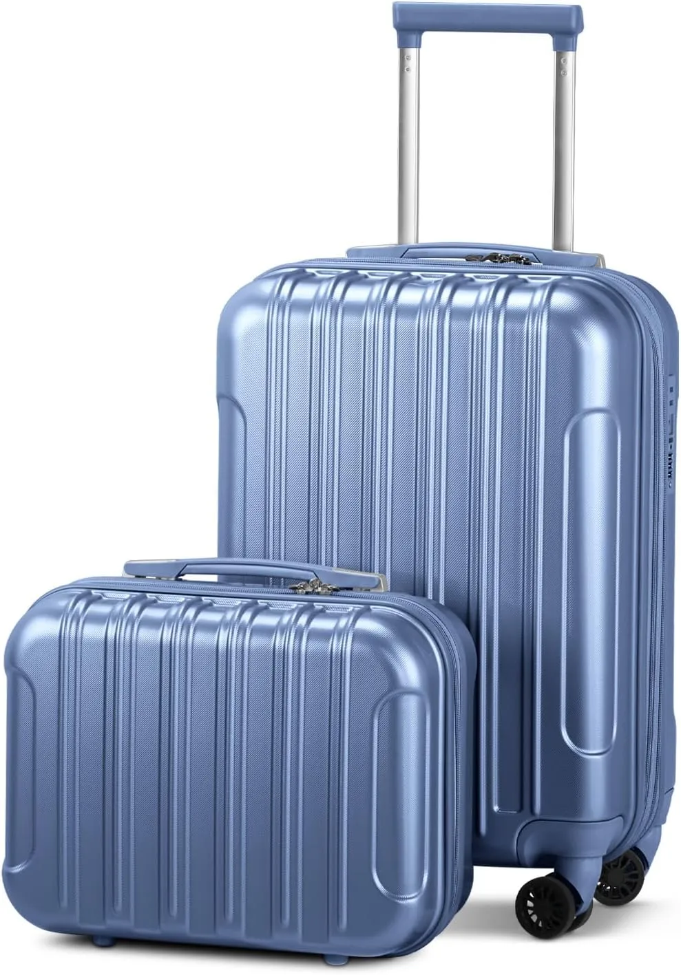 Karl home Expandable Carry on Luggage Airline Approved, 2 Piece Hardshell Luggage Set with TSA Lock  Spinner Wheels, 20" Hardside Suitcase with 14" Cosmetic Case for Women Men Traveling, Blue