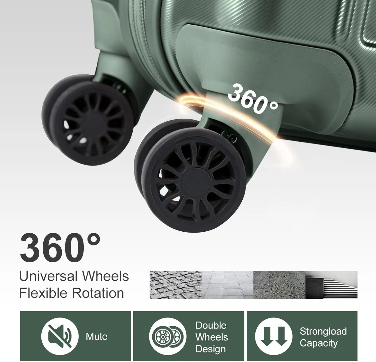 Karl home Expandable Carry on Luggage Airline Approved, 2 Piece Hardshell Luggage Set with TSA Lock  Spinner Wheels, 20" Hardside Suitcase with 14" Cosmetic Case for Women Men Traveling, Dark Green