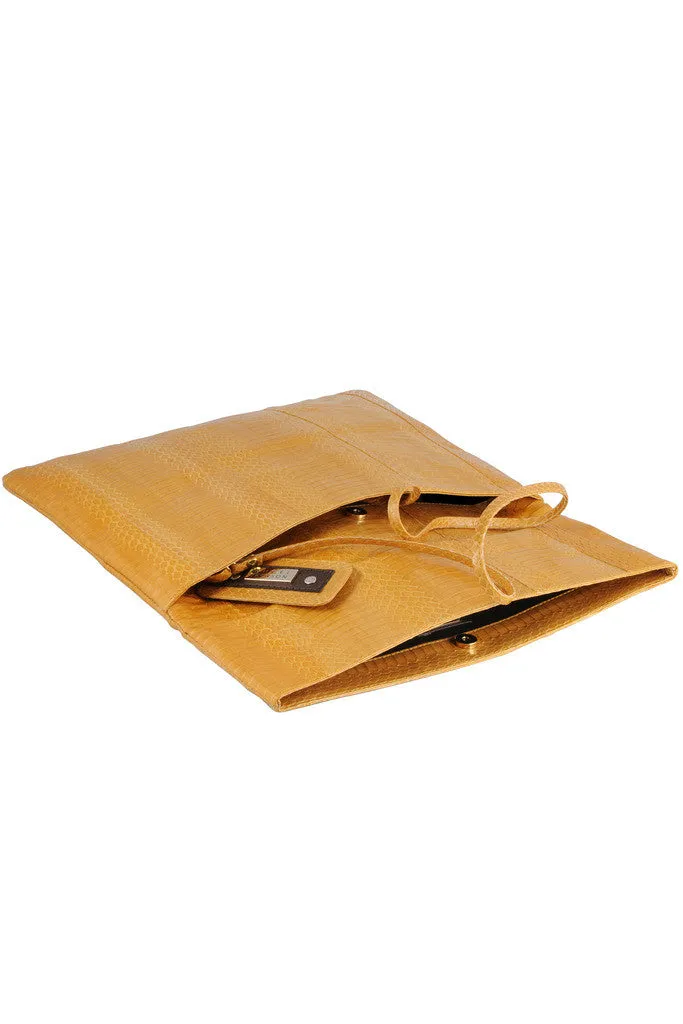 LARGE FOLDOVER CLUTCH AMBER COBRA SNAKESKIN