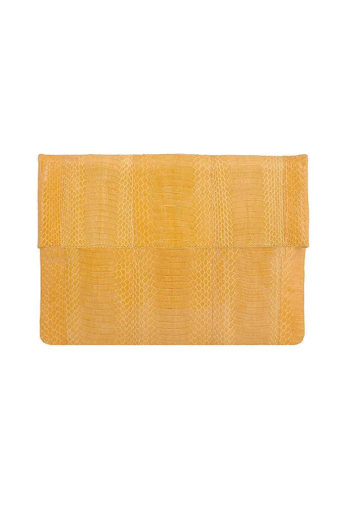 LARGE FOLDOVER CLUTCH AMBER COBRA SNAKESKIN