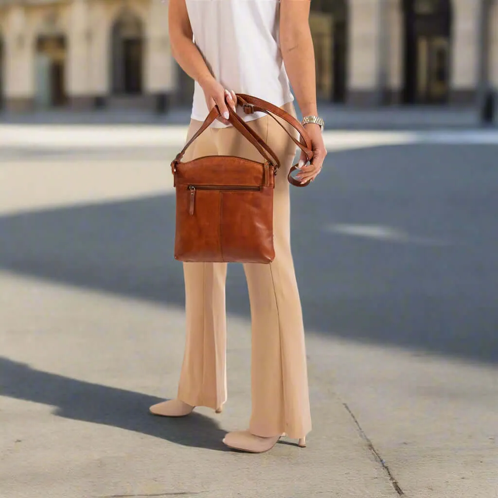 Leather Shoulder Bag - Cognac