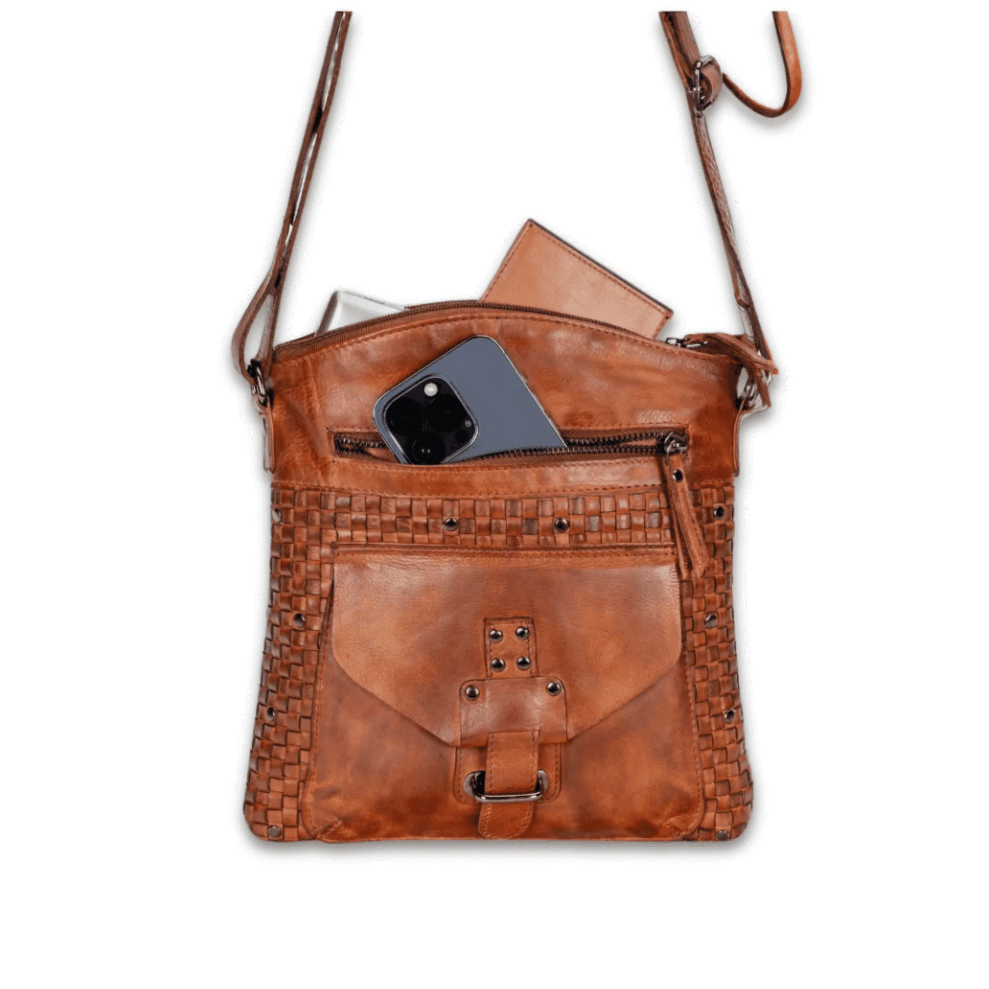 Leather Shoulder Bag - Cognac