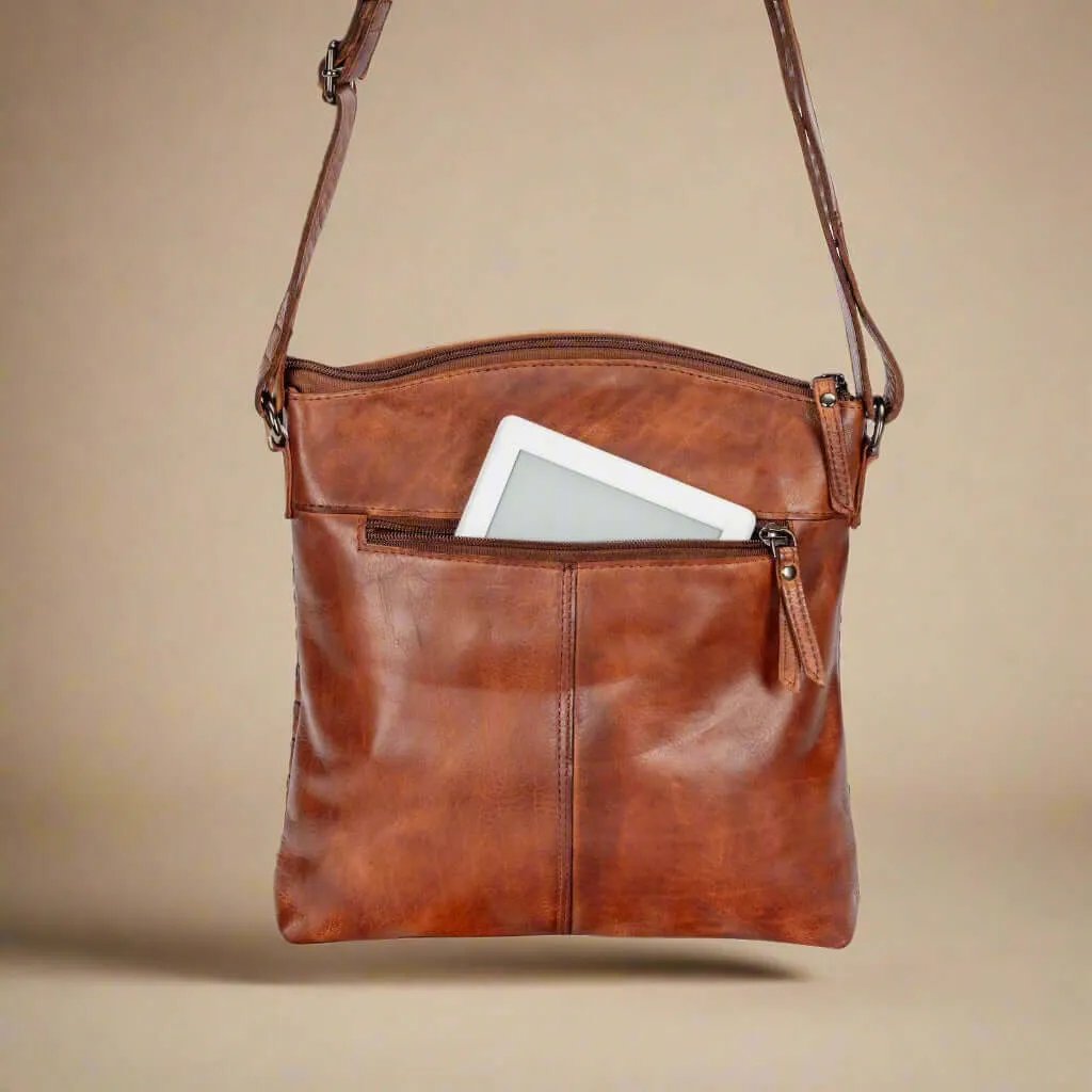 Leather Shoulder Bag - Cognac