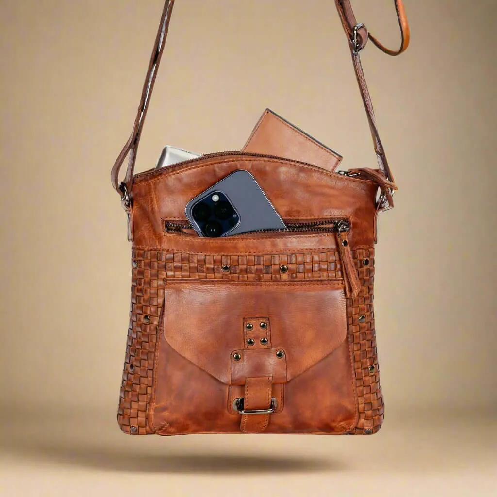 Leather Shoulder Bag - Cognac