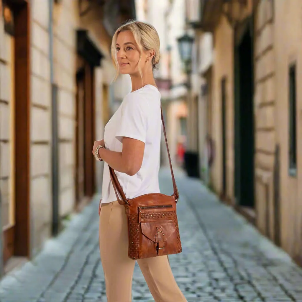 Leather Shoulder Bag - Cognac