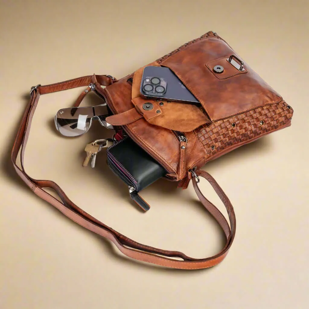 Leather Shoulder Bag - Cognac