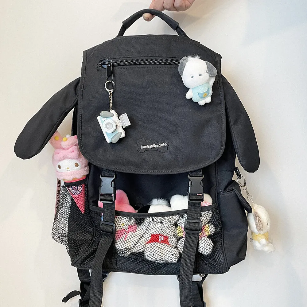 Puppy Ears Black Oxford Cloth School Bag