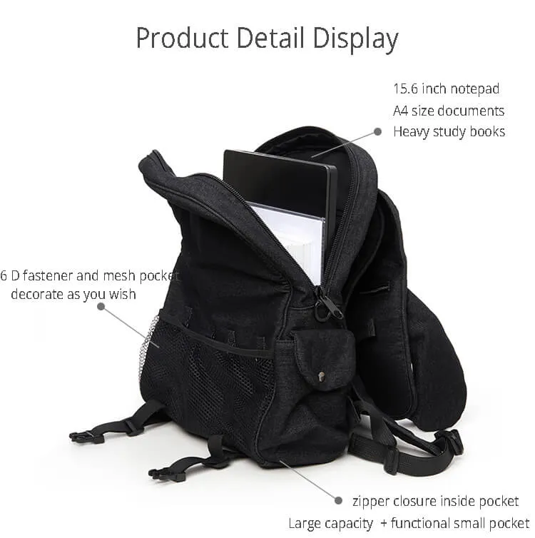 Puppy Ears Black Oxford Cloth School Bag