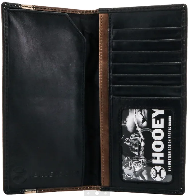 "Tonkawa" Ivory Aztec Inlay Rodeo Wallet Black Accent Overlay and Hooey Logo Rivot