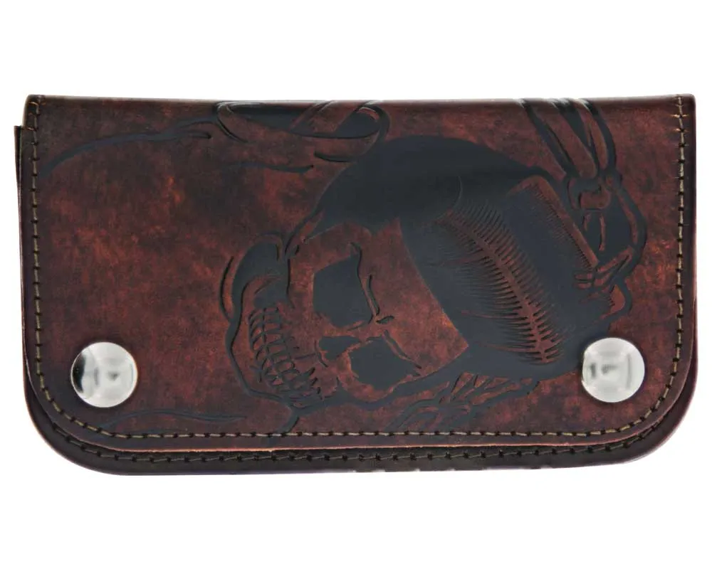 Skeleton Chained Biker Wallet - Antique Brown