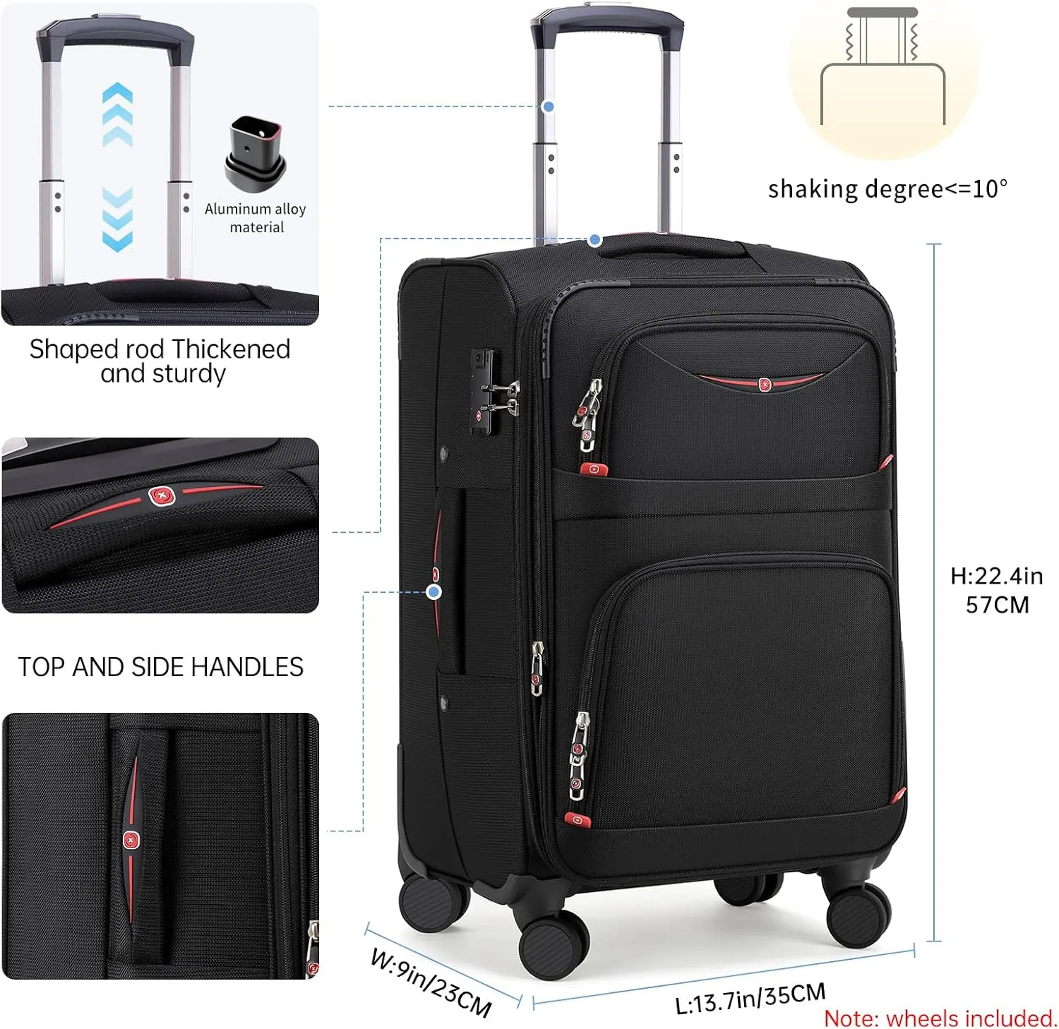 Softside Expandable Luggage with 4 Spinner Wheels, Durable Carry-On Luggage Suicase (Purple, 21-Inch)